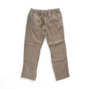 Tasso Elba Island Pants Mens XL Khaki 100% Linen Drawstring Elastic Waist